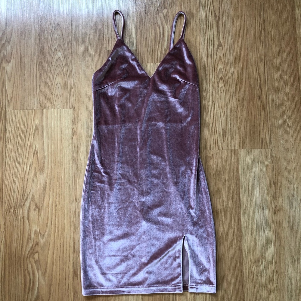 Pink velvet dress